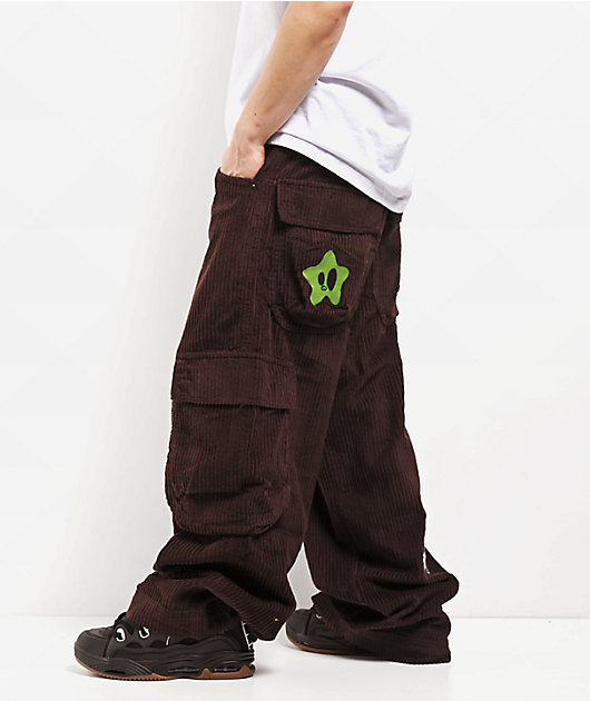 【U LAN】Fog Corduroy Pig Cargo Pants Corduroy-Rave-Double-Cargo-
