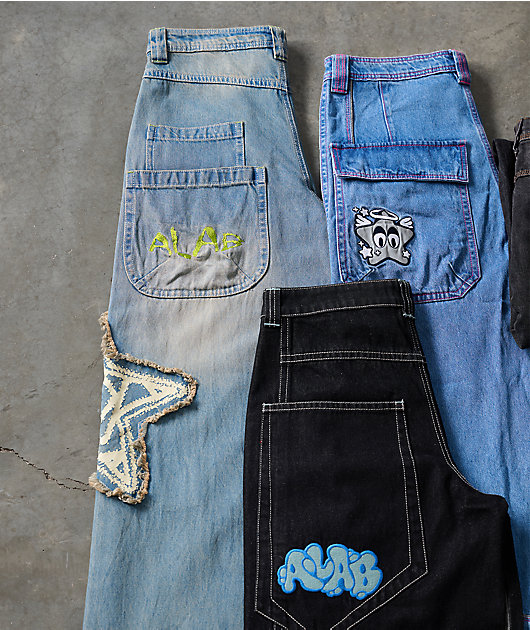 A.LAB Mega Star Contrast Black Baggy Jeans