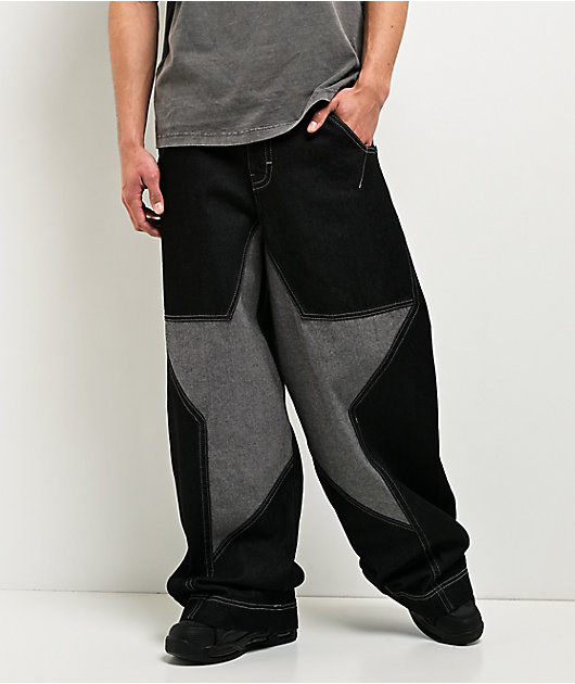 A.LAB Mega Star Contrast Black Baggy Jeans | Zumiez