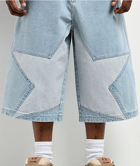 A.LAB Mega Star Light Blue Wash Denim Shorts | Zumiez