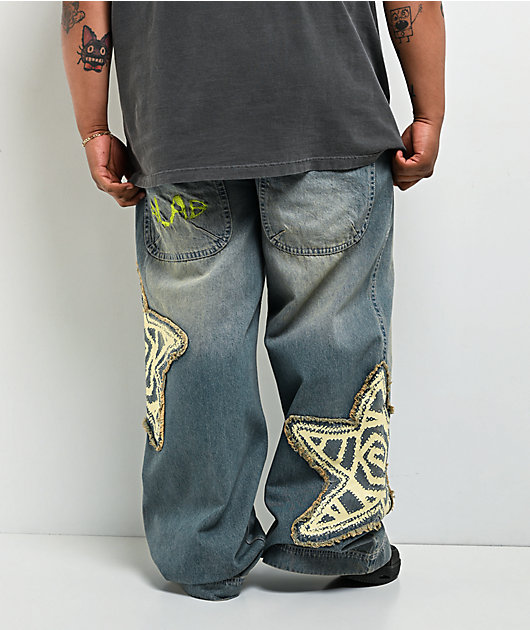A.LAB Mega Star Patch Medium Blue Wash Jeans