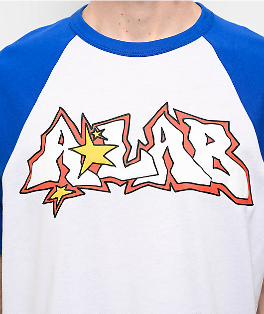 A.LAB Pixel White & Blue Raglan T-Shirt
