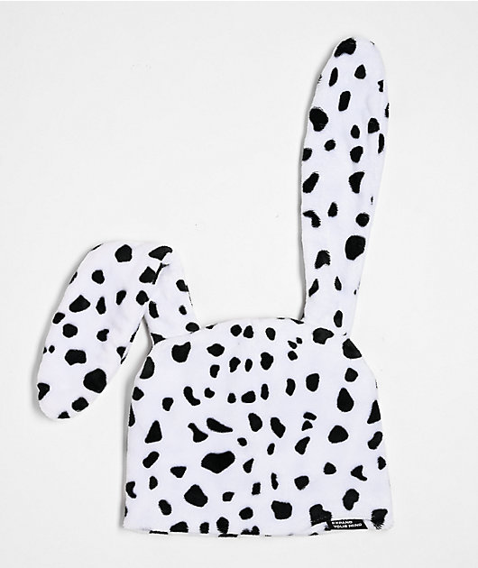 A.LAB Plush White & Black Bunny Beanie | Zumiez