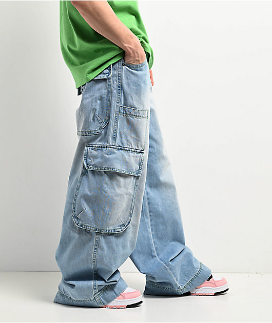 Buy Men's Hip Hop Blue Baggy Cargo Jeans Online