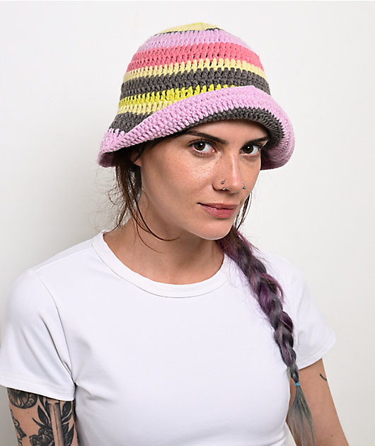 A.LAB RomCom Stripe Crochet Bucket Hat | Zumiez