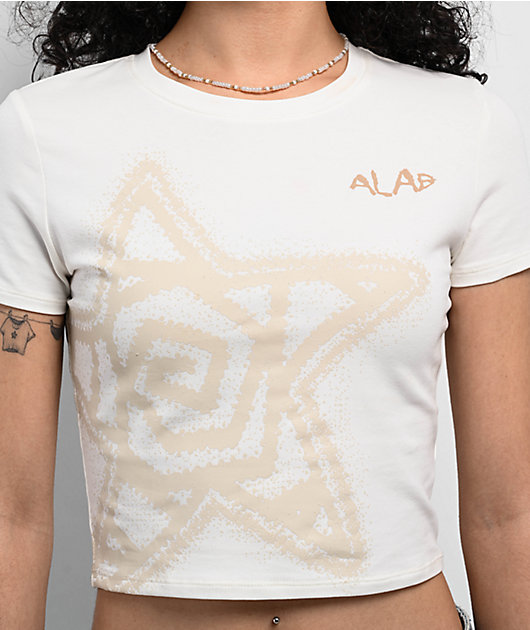 A.LAB Serina Star Off White Crop T-Shirt