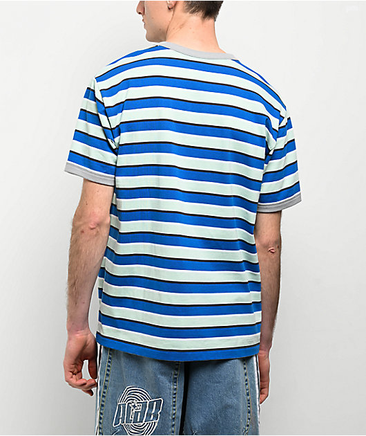 A.LAB Speed Blue & Grey Stripe Knit T-Shirt