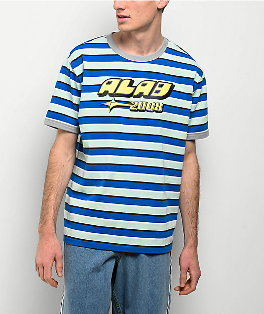 A.LAB Speed Blue & Grey Stripe Knit T-Shirt | Zumiez