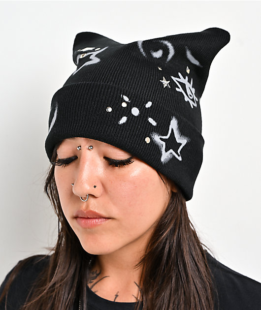 A.LAB Stencil Black Cat Ear Beanie