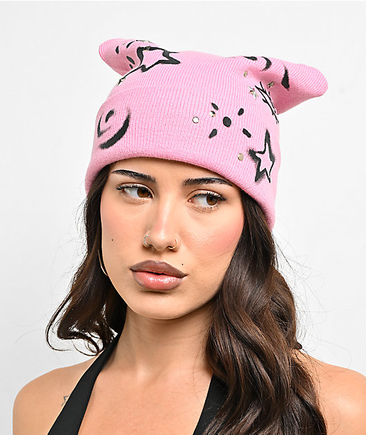 A.LAB Stencil Pink Cat Beanie