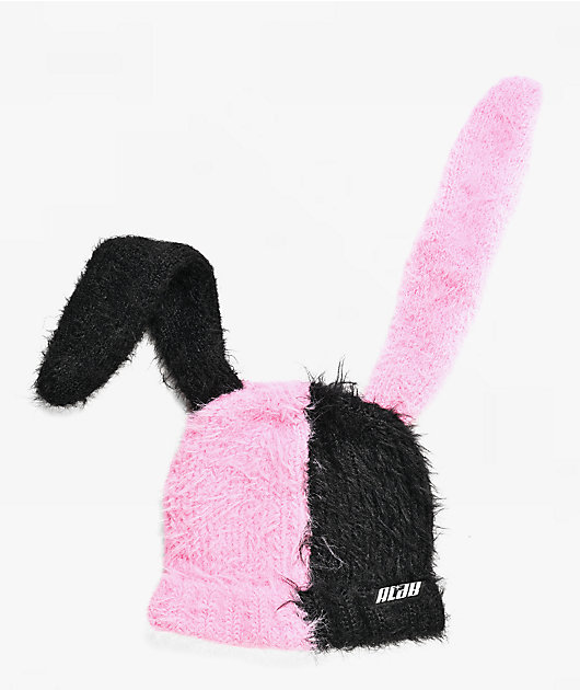 A.LAB Sugar and Splice Pink & Black Bunny Beanie
