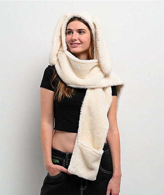A.LAB White Plush Bunny Scarf Snood