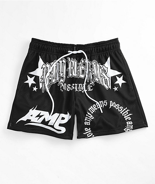 AMP Star Print Black Mesh Shorts Zumiez