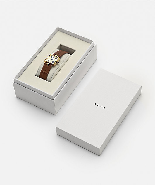 AURA Dice Cognac & Brown Analog Watch