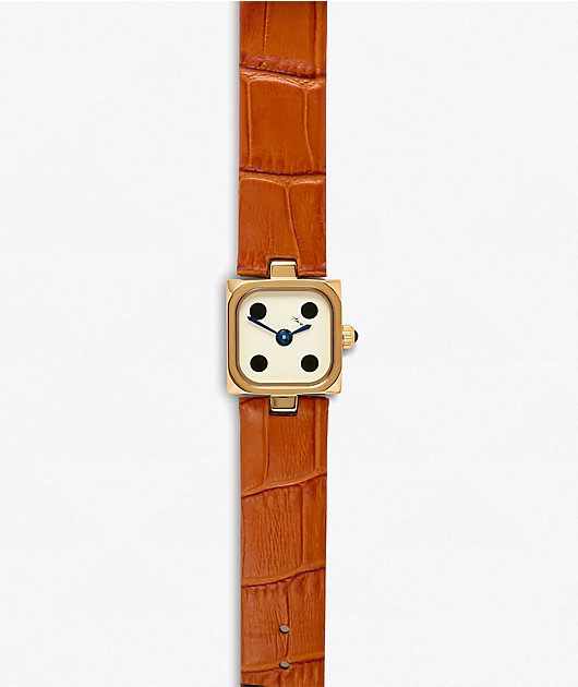 AURA Dice Cognac & Brown Analog Watch