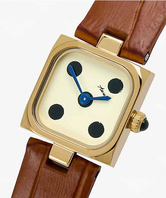 AURA Dice Cognac & Brown Analog Watch