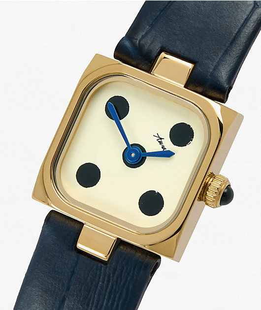 AURA Dice Gold & Navy Analog Watch