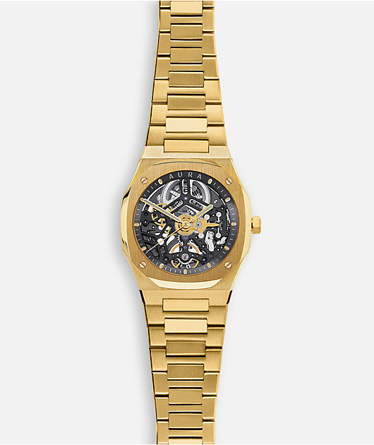 AURA Skeleton 002 Gold Analog Watch