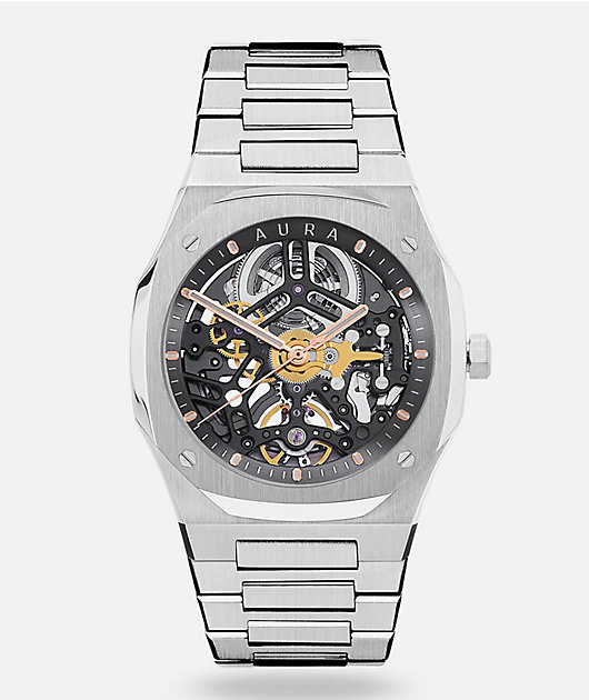 AURA Skeleton 002 Silver Analog Watch