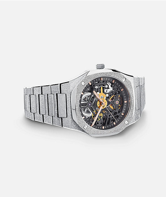 AURA Skeleton 002 Steel Frost Analog Watch