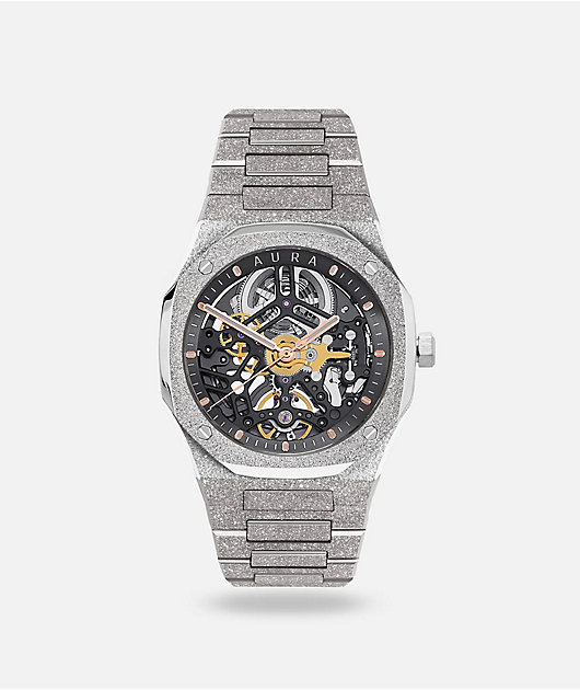 AURA Skeleton 002 Steel Frost Analog Watch