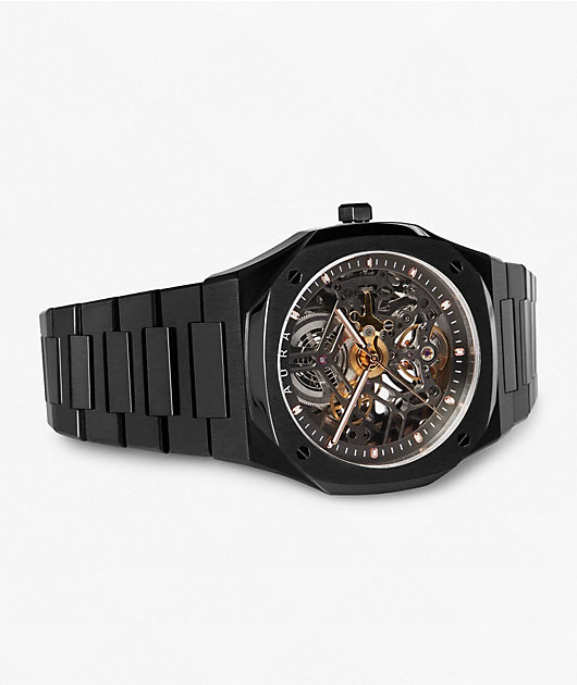 AURA Skeleton Black Analog Watch