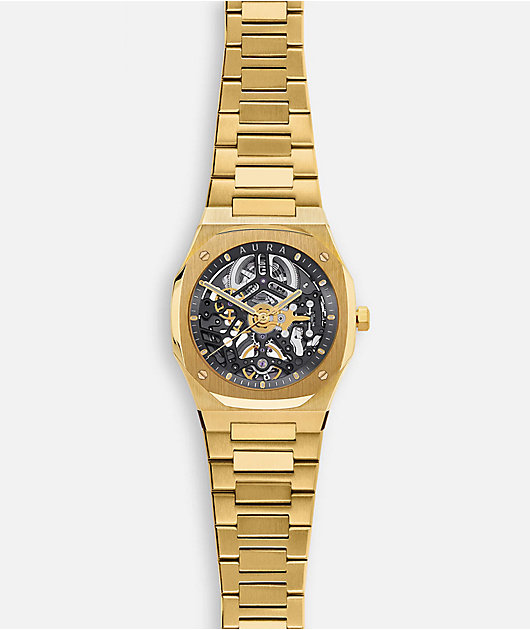 AURA Skeleton Gold Analog Watch