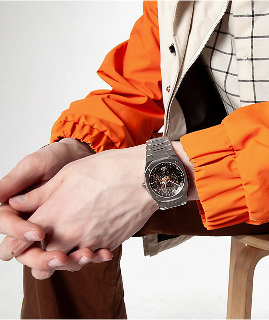 AURA Skeleton Steel Analog Watch