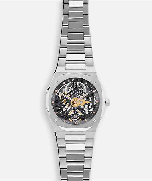 AURA Skeleton Steel Analog Watch