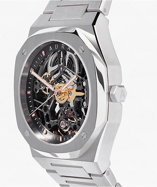 AURA Skeleton Steel Analog Watch