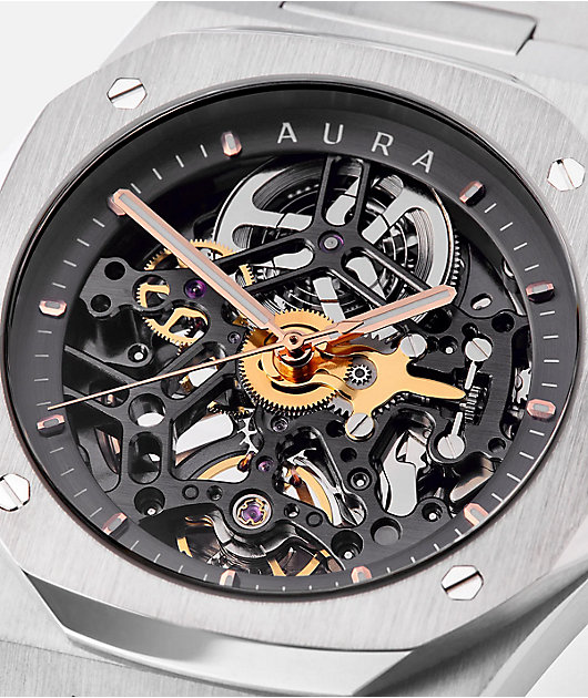 AURA Skeleton Steel Analog Watch
