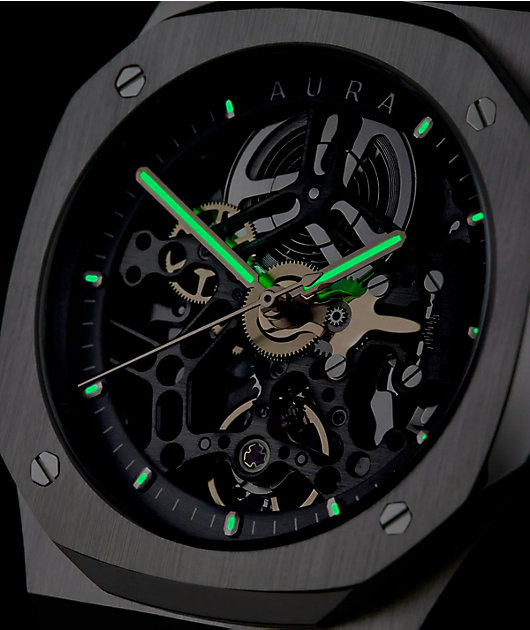 AURA Skeleton Steel Analog Watch