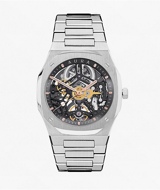 AURA Skeleton Steel Analog Watch