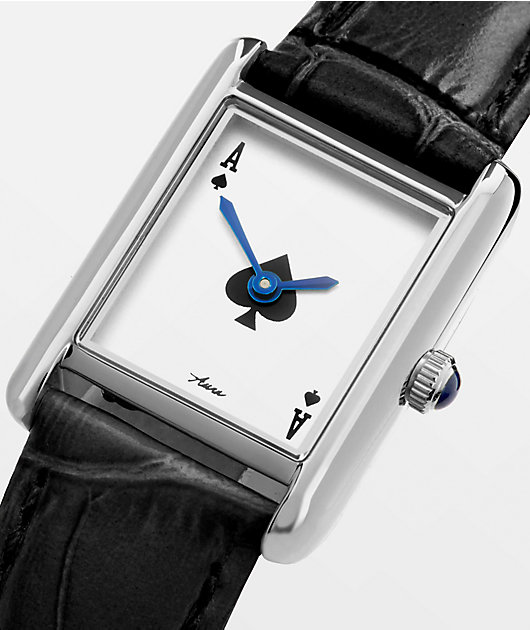 AURA Tank Ace Black & Silver Analog Watch