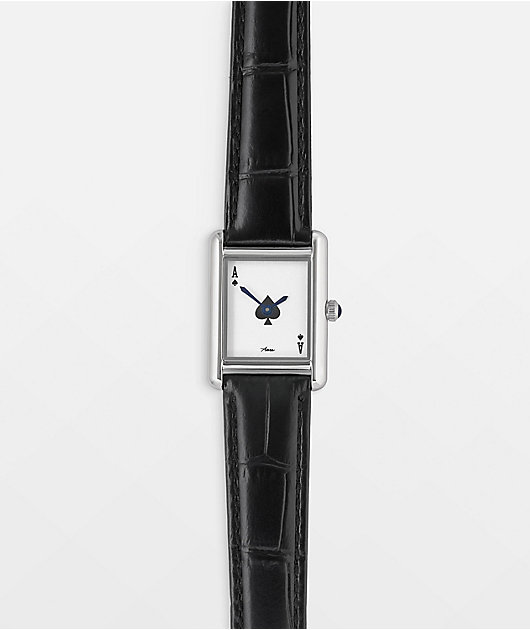AURA Tank Ace Black & Silver Analog Watch