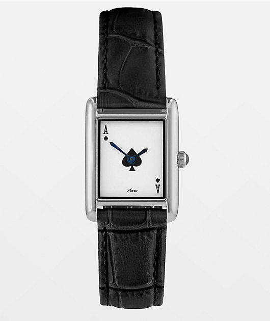 AURA Tank Ace Black & Silver Analog Watch