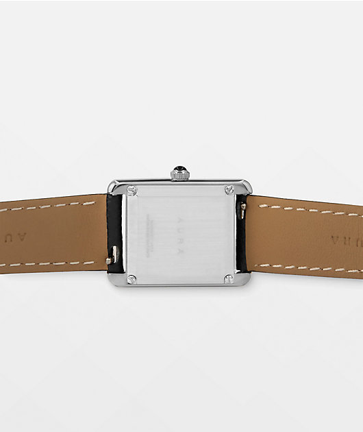 AURA Tank Steel Black & Silver Analog Watch
