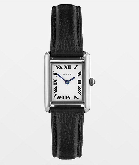 AURA Tank Steel Black & Silver Analog Watch
