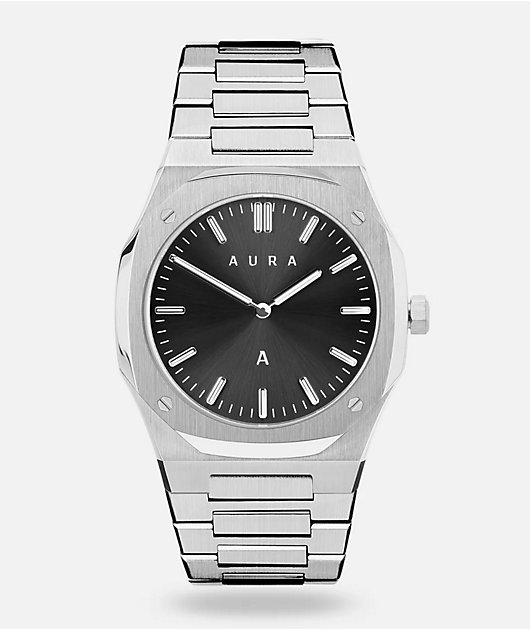 AURA Ultra Thin 001 Stainless Steel & Black Analog Watch
