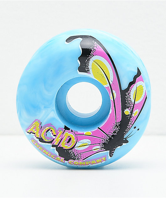 Acid Butterfly Swirl Blue 53mm 99a Skateboard Wheels