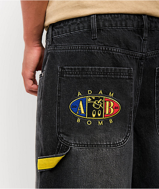 Adam Bomb 5 Star Black Wash Baggy Carpenter Shorts