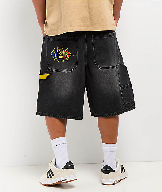 Adam Bomb Star Black Wash Baggy Carpenter Shorts