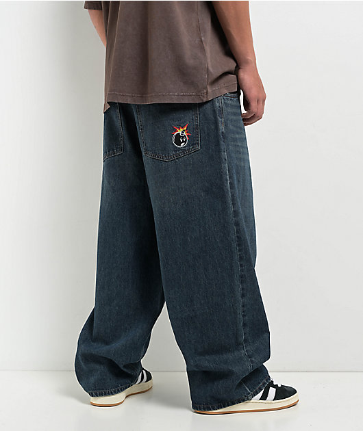 Adam Bomb Baggy Dark Blue Wash Denim Jeans | Zumiez
