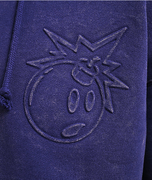 Adam Bomb Logo Blue Wash Zip Hoodie