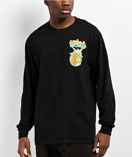 【Shalom】SHAGGY BOMB TEE Adam Bomb Flaming Adam Blue Long Sleeve T-Shirt | Zumiez