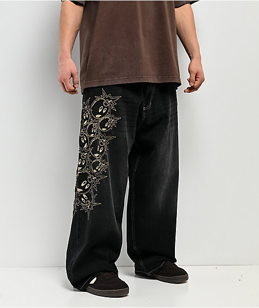 Adam Bomb Pockets Full Black Wash Baggy Jeans | Zumiez