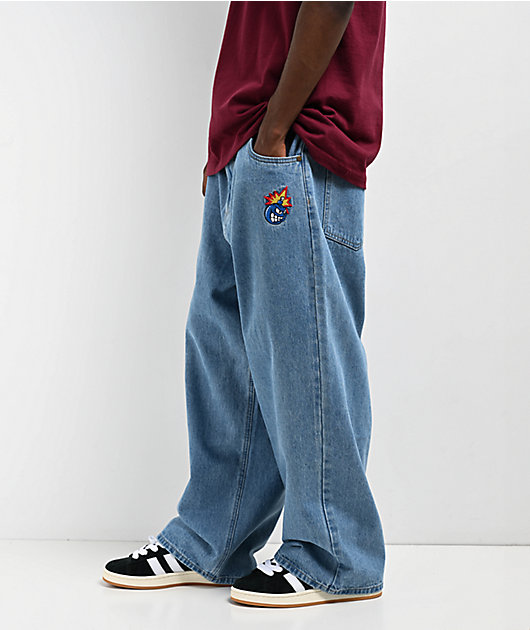 BLESSU BU baggy denim pants ダークブラウン DISTRESSED DENIM BAGGY PANTS – SANKUANZ
