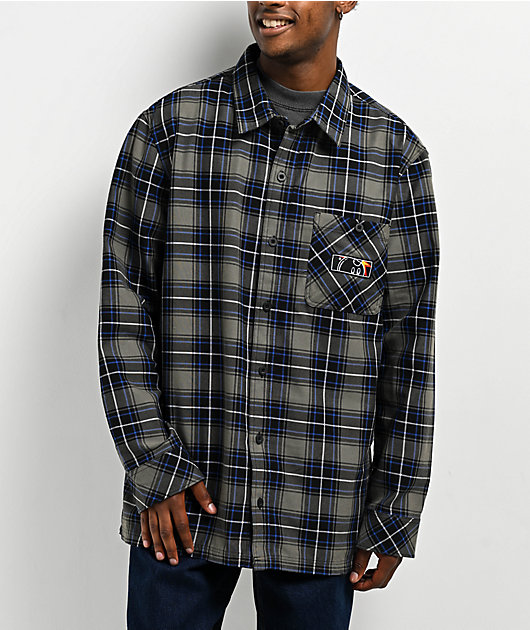 Adam Bomb Riverside Grey & Blue Flannel Shirt | Zumiez
