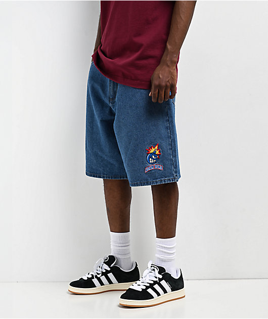 パンツ wide denim shorts M Adam Bomb Speed Blue Denim Baggy Shorts | Zumiez