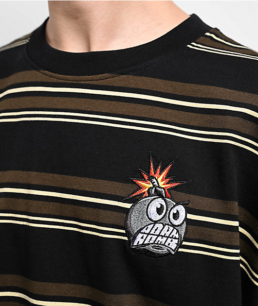 Adam Bomb Striped Brown & Black Knit T-Shirt